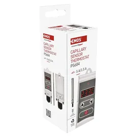 EMOS P5684 Anlegethermostat mit Fernfühler einstellbarer Schaltempfindlichkeit digitalem Display 5 bis 90 °C 45 x 45 x 130 mm