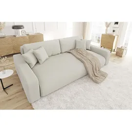 s-style möbel Emma - Sofa mit Schlaffunktion und Bettkasten in Beige Cord-Stoff schöner Sitzkomfort