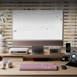nuphy Node 100 kabellose Mechanische Tastatur High Profile, ANSI US, Bluetooth, 2.4GHz,USB-C, Light Pink, Red Max