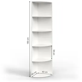 Vicco Ecki Eckregal 40 x 40 x 180 cm Weiß