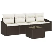 VidaXL 5-teilige Garten-Essgruppe mit Kissen Braun Poly Rattan
