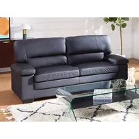 vente-unique - Ledersofa 3-Sitzer - Büffelleder - Schwarz - mimas
