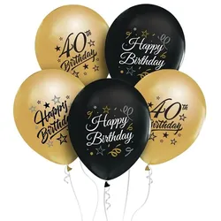40. Geburtstag schwarz gold silber 5 Luftballons