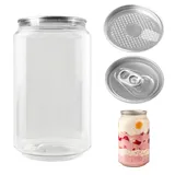 GAYAYAS Dosenförmige, durchsichtige Getränkebehälter mit Deckel, Mehrzweck-Trinksaftflasche für Eiskaffee, Smoothies, Bier und Cocktails 200psx250ML-A