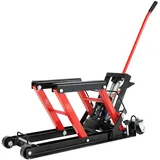 Motorradheber 680kg Motorradhebebühne, Montagebock Motorrad Hebebühne Bock ATV Quad Hydraulische Motorradhebebühne Montagebock, 3-stufig Höhenverstellbar Klapp Hebebühne Motorrad-Lift (Rot)
