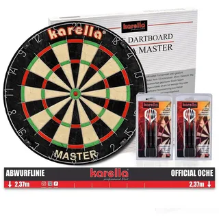 KARELLA Master im Set inklusive 2 Satz Steeldarts und Abwurflinie