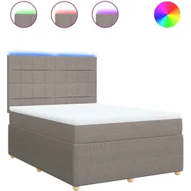 vidaXL Boxspringbett mit Matratze Taupe 140x200 cm Stoff