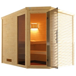 Weka Premium Massivholzsauna Cubilis 3 Familiensauna mit Glastür+Fenster inkl. Montageservice - 45 mm