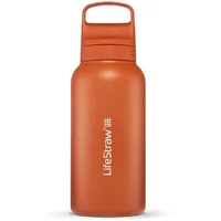 LifeStraw Go Serie - Isolierte Edelstahl-Trinkflasche mit Wasserfilter 1l für die Reise & jeden Tag - entfernt Bakterien, Parasiten, Mikroplastik + verbesserter Geschmack, Kyoto Orange