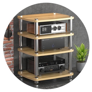 1/2/3/4-lagiger HiFi-Audioschrank HiFi-Ständer Plattenspieler-MDF-Ständer Audio-Rack Mit Stoßdämpfenden Füßen Regal for Leistungsverstärker Geräteschrank ( Color : Wood color , S : 60*48*76cm(4Tier) )