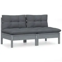 vidaXL Gartensofa Massivholz Kiefer Kissen anthrazit/grau 3095994