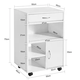 SoBuy FBT106 Rollcontainer 50 x 75 x 40 cm weiß