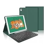 IVEOPPE Tastatur iPad 9. Generation, iPad 10.2" Tastatur mit Hülle (iPad 9./8./7. Generation), Magnetisch Abnehmbarer mit QWERTZ Tastatur für iPad Air 3 und iPad Pro 10.5, Dunkelgrün