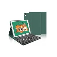 IVEOPPE Tastatur iPad 9. Generation, iPad 10.2" Tastatur mit Hülle (iPad 9./8./7. Generation), Magnetisch Abnehmbarer mit QWERTZ Tastatur für iPad Air 3 und iPad Pro 10.5, Dunkelgrün