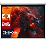 Celexon Basic Rollo-Leinwand 100" | 200x150 cm 4:3 | ausziehbare Full-HD 4K Beamer-Leinwand für Heimkino oder Büro-Präsentationen | Projektionsleinwand geeignet zur Deckenmontage oder Wandmontage
