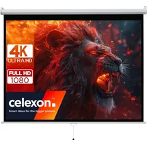 Celexon Basic Rollo-Leinwand 100" | 200x150 cm 4:3 | ausziehbare Full-HD 4K Beamer-Leinwand für Heimkino oder Büro-Präsentationen | Projektionsleinwand geeignet zur Deckenmontage oder Wandmontage