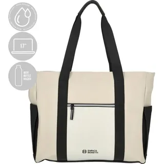 Große Damen Tasche Schultertasche Umhängetasche Crossover Bag Plane Handtasche Schwarz-Beige - Beige