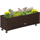 Outsunny Poly Rattan Hochbeet 94,5 x 31 x 36 cm Kaffee-Braun