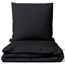 nyvi Bettwäsche Set DreamScience Renforcé Uni - Atmungsaktiv & Weich - 100% Baumwolle - Mit Reißverschluss Farbe:schwarz;Größe:155x220 + 80x80 cm schwarz
