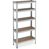 Relaxdays Schwerlastregal verzinkt, Traglast 875kg, 150x75x30 cm, 5 Böden, zum Stecken, Stahl, Lagerregal Keller, Silber
