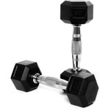 CorePowerPro Hexagon Hantel Set (2x3kg), Gummierte Kurzhanteln Set mit Verchromten Griff, Dumbbells für Gym, Studio und Zuhause, Strength Training Equipment Gewicht Set