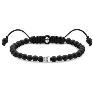 Thomas Sabo Armband Schwarz Totenkopf Silber 925 Sterlingsilber, Geschwärzt, Nylon A2015-811-11