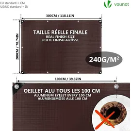 VOUNOT Abdeckplane 2 x 3 m Braun