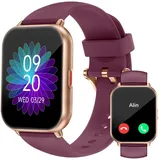 RUIMEN Smartwatch mit Telefonfunktion,Smartwatch für Damen Herren HD-Touch Screen Fitnessuhr mit SpO2-Überwachung Pulsuhr Schlafmonitor Schrittzähler Uhr Multi Trainingsmodi für Android iOS, Lila