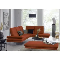 Ecksofa W.SCHILLIG "broadway, Designsofa, mit tollem Sitzkomfort, L-Form", braun (cognac z69), B:284cm H:94cm T:224cm, Longlife Xtra-Leder Z69: Das feinnarbige, gedeckte Softleder Z69 besticht durch seine außergewöhnliche Weichheit im trendigen u00bbVintage-Looku00ab, Hautstärke 0, 9 - 1, 1 mm, Sofas, Sitztiefenverstellung, Kopfteil- & Seitenteilverstellung, Breite 284cm