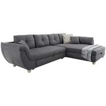 luma-home Großes Ecksofa mit Rutschen-Armlehne Schlaffunktion Bettkasten Couch in Grau - Grau