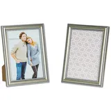 levandeo 2er Set Bilderrahmen 13x18cm Fotorahmen Silber Antik Portraitrahmen Glasscheibe Wanddeko Tischdeko