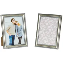 levandeo 2er Set Bilderrahmen 13x18cm Fotorahmen Silber Antik Portraitrahmen Glasscheibe Wanddeko Tischdeko