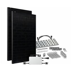 Offgridtec® Solar-Direct 860W HMS-800W-2T Balkonkraftwerk Bifazial Full Black Schukosteckdose - 10m - Montageset für Balkongeländer