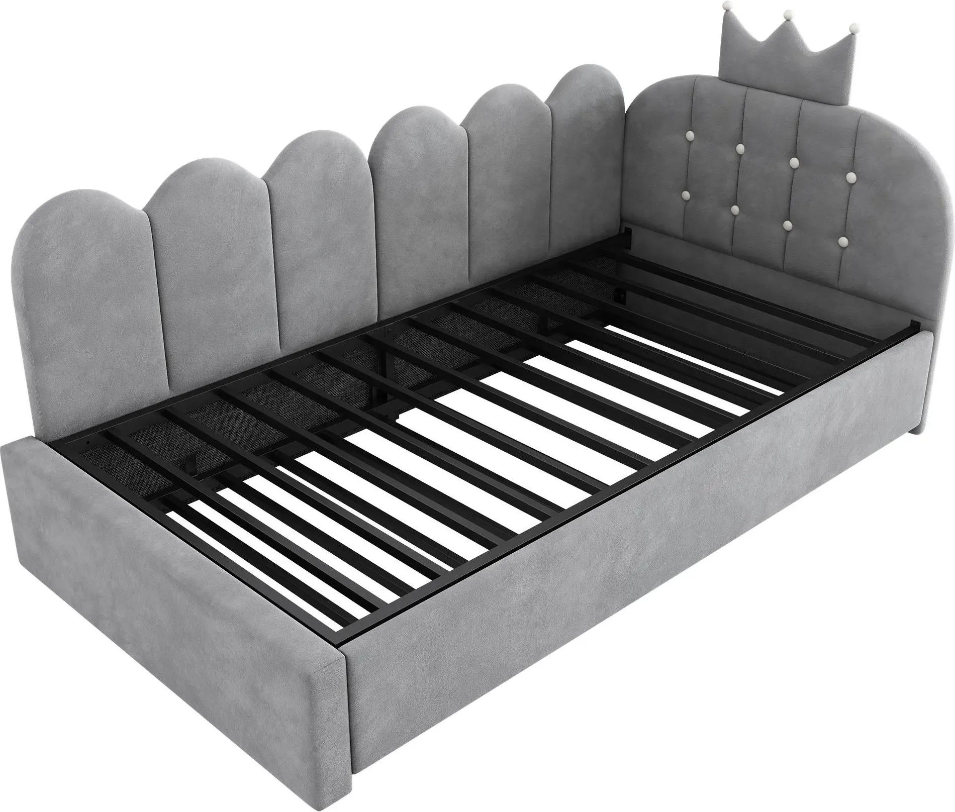 90x200 cm Schlafsofa mit Ausziehbett, L-förmig und wendbar, platzsparend, ohne Matratze, 203x98x95 cm, Grau