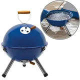 Kugelgrill Holzkohle Grill Rund Ø29 cm Picknickgrill Campinggrill Rundgrill blau