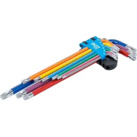 BGS Winkelschlüssel-Satz Multicolour extra lang T-Profil (für Torx) T10 - T50 9-tlg.