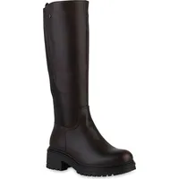 VAN HILL Damen Klassische Stiefel Profilsohle Schuhe Braun, 39