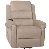 berlinlodge Massagesessel Fernsehsessel Chenille 138 x 86 x 168 cm Creme mit Liegefunktion und Aufstehhilfe