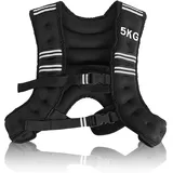 GYMAX Gewichtsweste 5 kg 9 kg Trainingsweste Fitnessweste mit Reflektierende Streifen Weight Vest Laufweste für Gewicht Training Krafttraining Muskelaufbau (5)