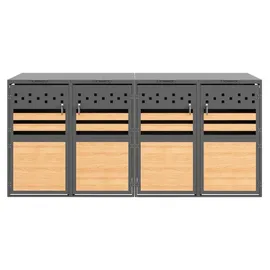 modfu Mülltonnenschrank 4 Fächer Holzoptik grau abschließbar