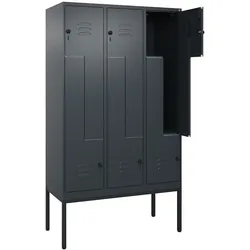 C+P Z-Spind Classic PLUS, Gestell, 6 Abteile, HxBxT 212x120x50cm, Sicherheitsdrehriegel, Anthrazit von PROREGAL