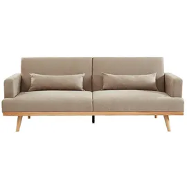 vente-unique Schlafsofa Polyester 3-Sitzer Beige