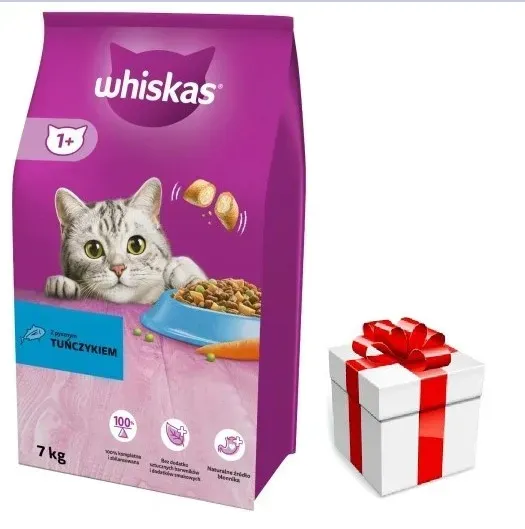 WHISKAS Adult 7 kg - Trockenfutter für ausgewachsene Katzen, mit leckerem Thunfisch + Überraschung für die Katze (Rabatt für Stammkunden 3%)