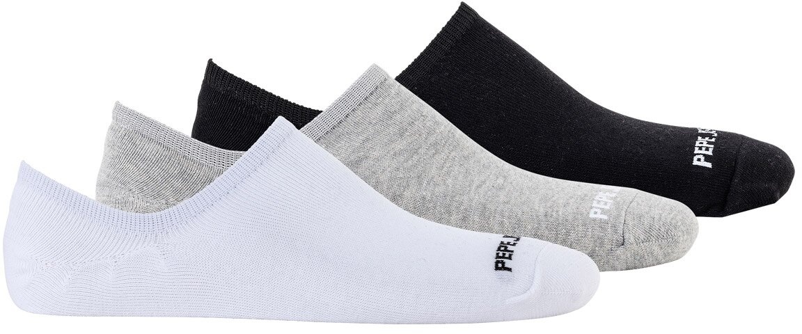 Pepe Jeans Herren Sneaker Socken 3er Pack - BENDIX, Schriftzug, einfarbig Schwarz/Grau/Weiß 43-46