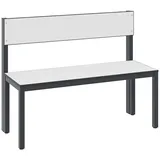C+P Umkleidesitzbank Basic Plus, Länge 1.000 mm, einseitig, mit Rückenlehne, schwarzgrau/weiß