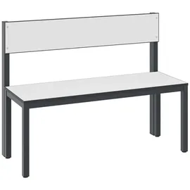 C+P Umkleidesitzbank Basic Plus, Länge 1.000 mm, einseitig, mit Rückenlehne, schwarzgrau/weiß