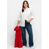 sheego Bequeme Jeans SHEEGO, Damen, Gr. 50, Normalgrößen, blau (dunkelblau denim), 96% Baumwolle, 4% Elasthan, unifarben, Jeans