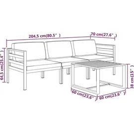 vidaXL Garten-Lounge-Set 4-tlg. anthrazit