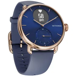 Withings ScanWatch 2 Ziffernblatt blau [inkl. Kunststoffarmband blau] 38mm Edelstahlgehäuse rosegold | Zustand: Neu & original versiegelt