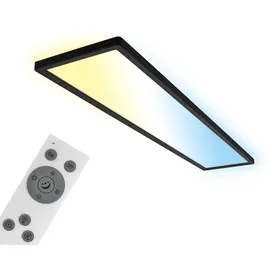 Briloner - LED Deckenlampe 98cm dimmbar, Fernbedienung, Nachtlichtfunktion, Indirektes Licht, flach, CCT, Lampe, Deckenleuchte, Wohnzimmerlampe, LED Panel, Küchenlampe, Schlafzimmerlampe, Flur, 98x20x3 cm Schwarz 98 x 20 x 3 Schwarz